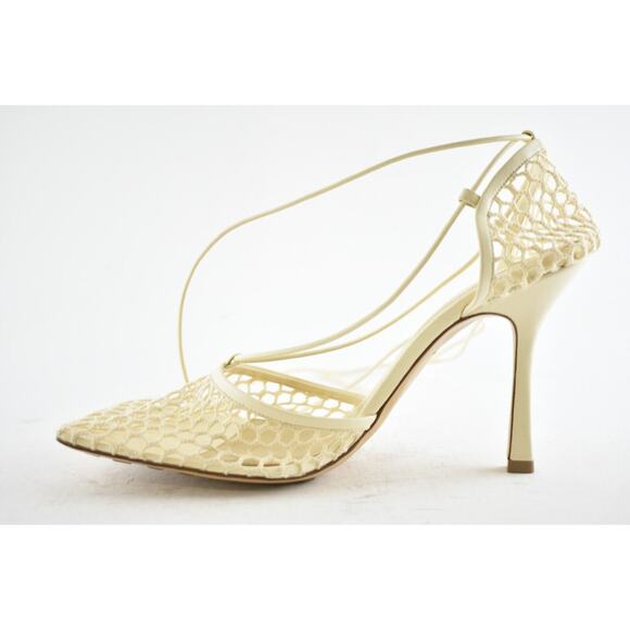 Bottega Veneta Stretch Toile Leather Square Toe Lace Up Tie Sandal Heel Pump 42 - Picture 9 of 12